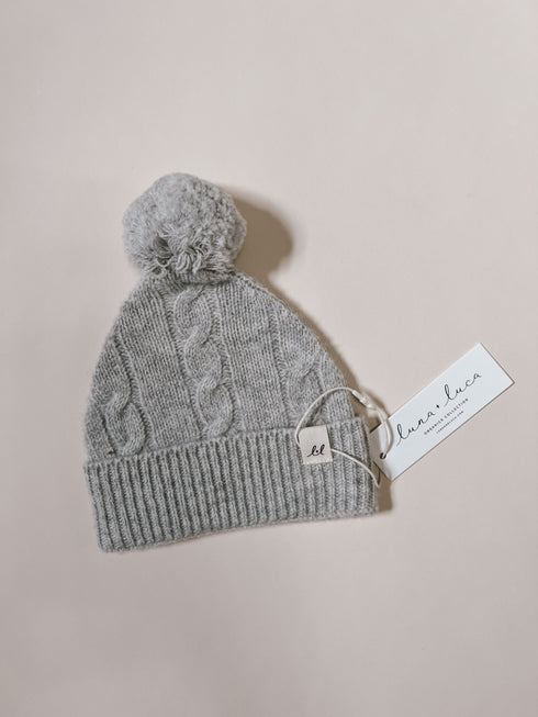 luna-luca-cable-knit-pom-beanie-heather-gray Luna and Luca Newborn Baby Clothes