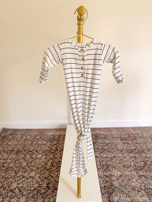 knotted-baby-gown-set-black-stripes-newborn-3-months-Sophia's Style-16