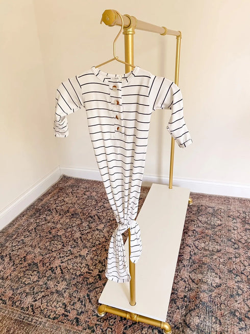 knotted-baby-gown-set-black-stripes-newborn-3-months-Sophia's Style-14
