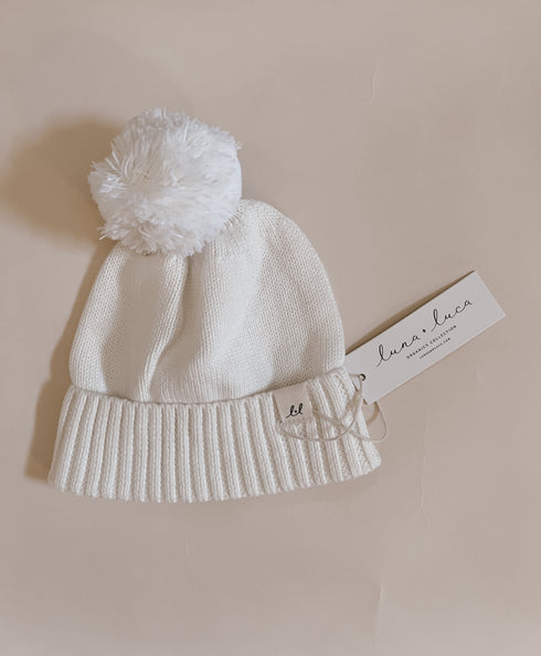 luna-luca-pom-beanie-white Luna and Luca Newborn Baby Clothes