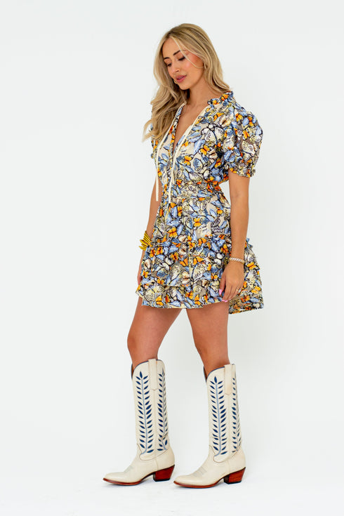 Clementine Elastic Waist Mini Dress - Meadow