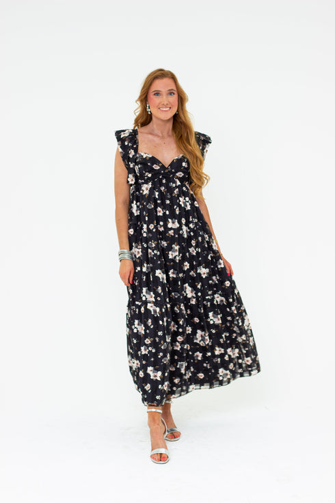 lilly-sweetheart-neckline-maxi-dress-flower-basket Buddy Love - Sophia's Style-Lilly Sweetheart Neckline Maxi Dress - Flower Basket-Flower Basket-XS-1