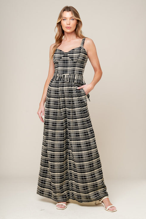 sand-dune-woven-plaid-jumpsuit Flying Tomato-Sophia's StyleJUMPSUIT-1