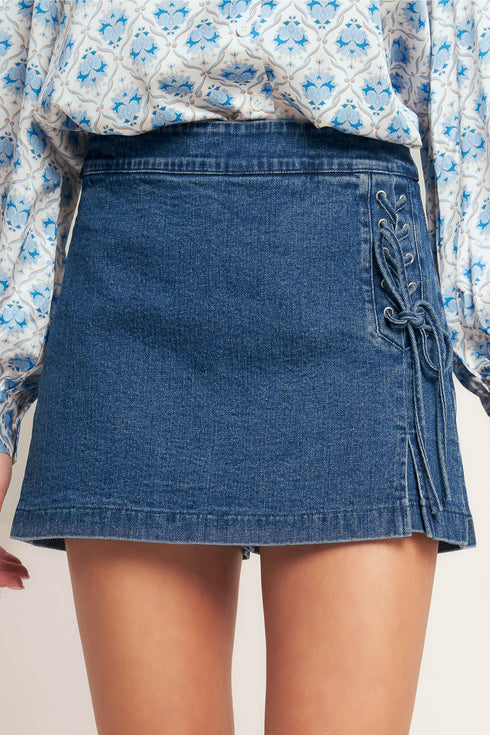 city-lace-up-denim-skort-flying-tomato-Sophia's Style-2