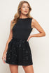 TWINKLE CHIC BLACK TOP AND SEQUIN SHORT ROMPER