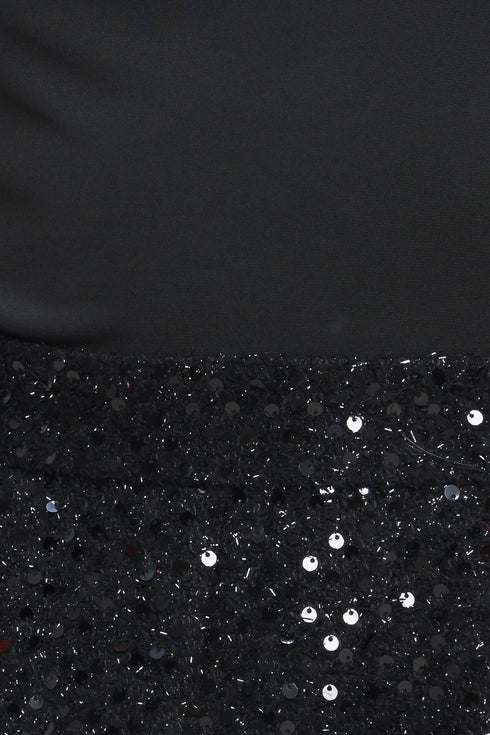 TWINKLE CHIC BLACK TOP AND SEQUIN SHORT ROMPER