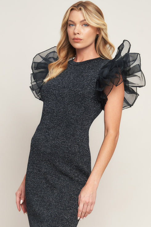 voluminous-power-metallic-midi-dress Flying Tomato - Sophia's Style-4