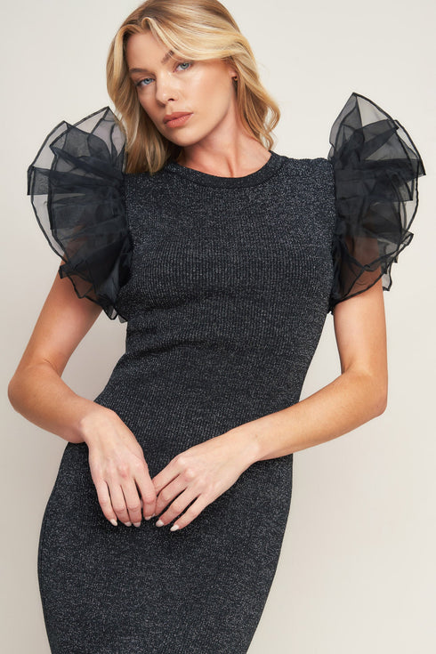 voluminous-power-metallic-midi-dress Flying Tomato - Sophia's Style-5