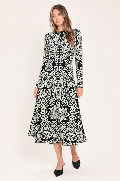 midnight-muse-black-jacquard-sweater-midi-dress-flying-tomato-sophias-style-3