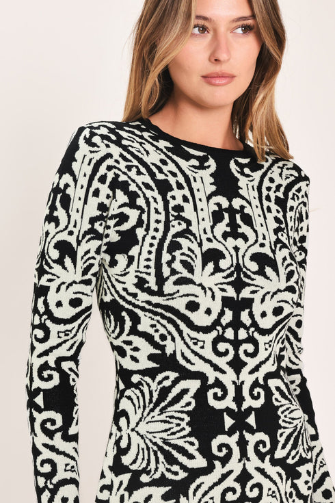 midnight-muse-black-jacquard-sweater-midi-dress-flying-tomato-sophias-style-2