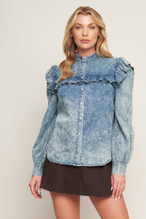 western-chic-denim-top Flying Tomato - Sophia's StyleTOPS-1
