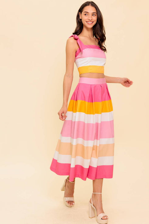 the-space-between-pink-woven-top-and-skirt-set Flying Tomato-Sophia's StyleTOPS-1