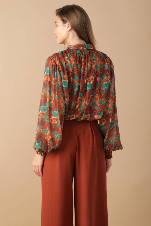 nostalgic-teal-brown-woven-top Flying Tomato-Sophia's Style-2