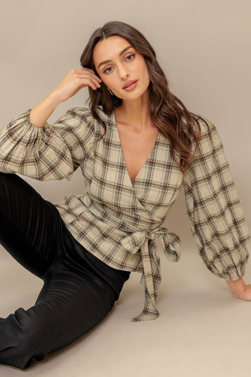 latte-sunday-woven-plaid-top Flying Tomato-Sophia's StyleTOPS-1