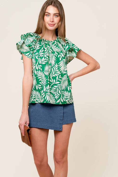 roaming-around-green-woven-top Flying Tomato-Sophia's StyleTOPS-1