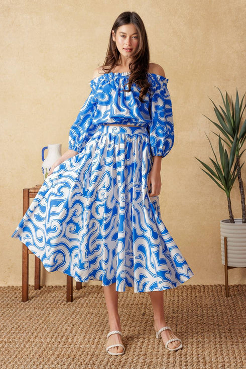 sunset-sashay-blue-top-and-skirt-set Flying Tomato-Sophia's StyleTOPS-1