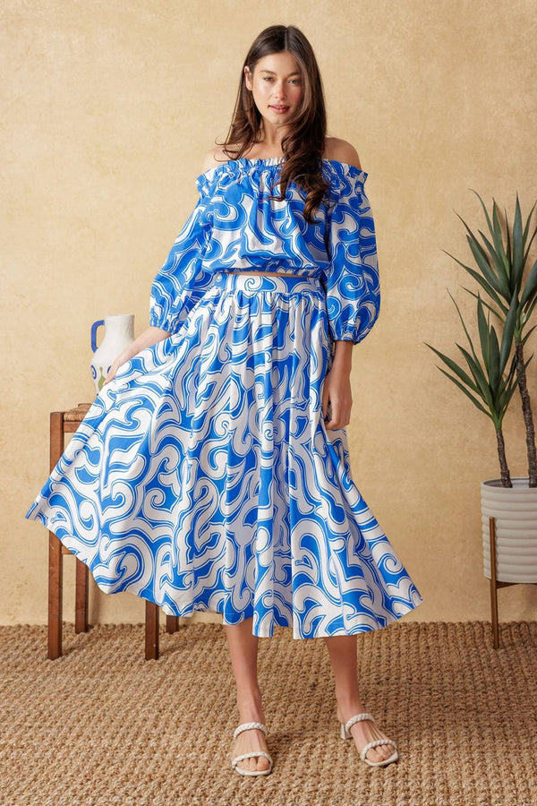 sunset-sashay-blue-top-and-skirt-set Flying Tomato-Sophia's StyleTOPS-1
