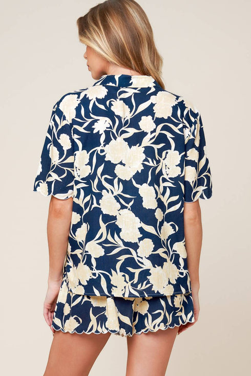 slow-mornings-navy-woven-top-and-shorts-set Flying Tomato-Sophia's Style-2