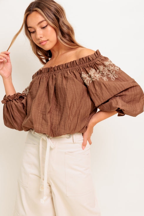 full-speed-ahead-brown-woven-top Flying Tomato-Sophia's Style-7