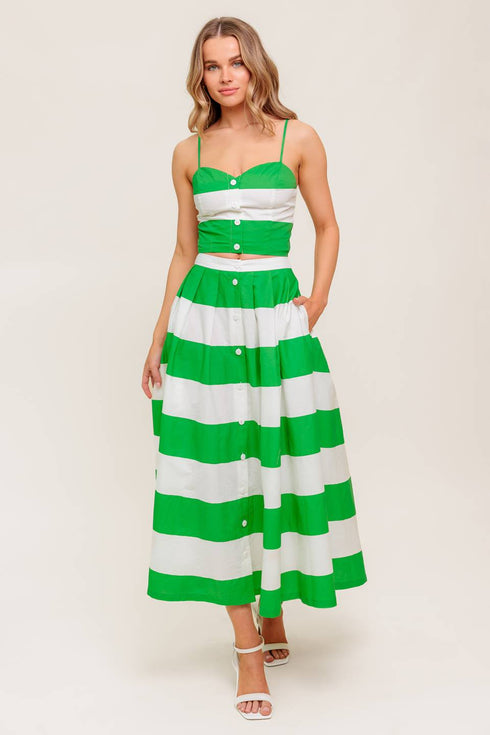infinite-flare-green-woven-top-and-skirt-set Flying Tomato-Sophia's StyleTOPS-1