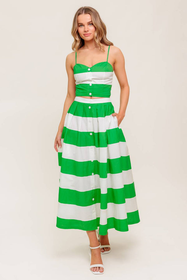 infinite-flare-green-woven-top-and-skirt-set Flying Tomato-Sophia's StyleTOPS-1