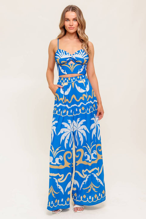 evening-blue-woven-crop-top-and-pant-set Flying Tomato-Sophia's StyleTOPS-1