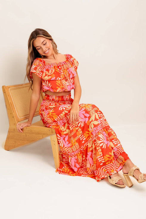 faint-sunbeam-red-woven-top-and-skirt-set Flying Tomato-Sophia's Style-3