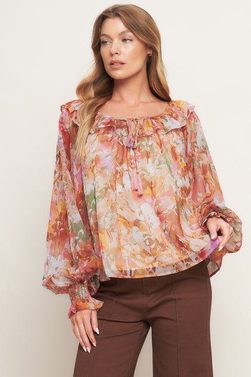 soft-floral-rust-woven-top Flying Tomato - Sophia's Style-7