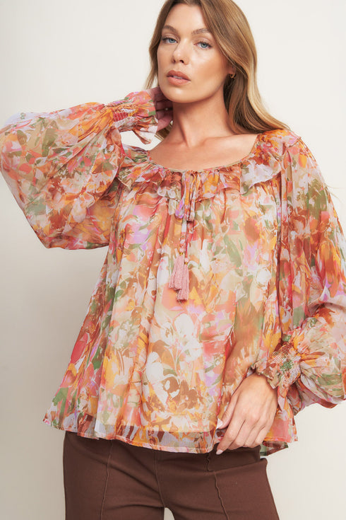 soft-floral-rust-woven-top Flying Tomato - Sophia's StyleTOPS-1