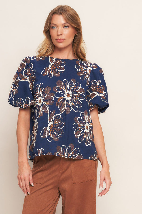retro-bloom-puff-sleeve-woven-top Sophia's StyleTOPS-1