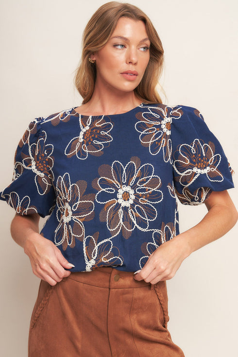 retro-bloom-puff-sleeve-woven-top Sophia's Style-6