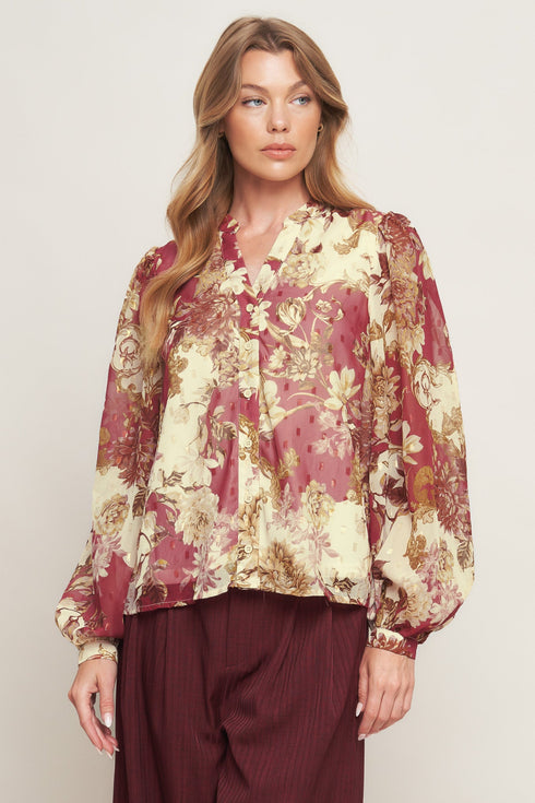 CHATEAU FLORAL WOVEN TOP