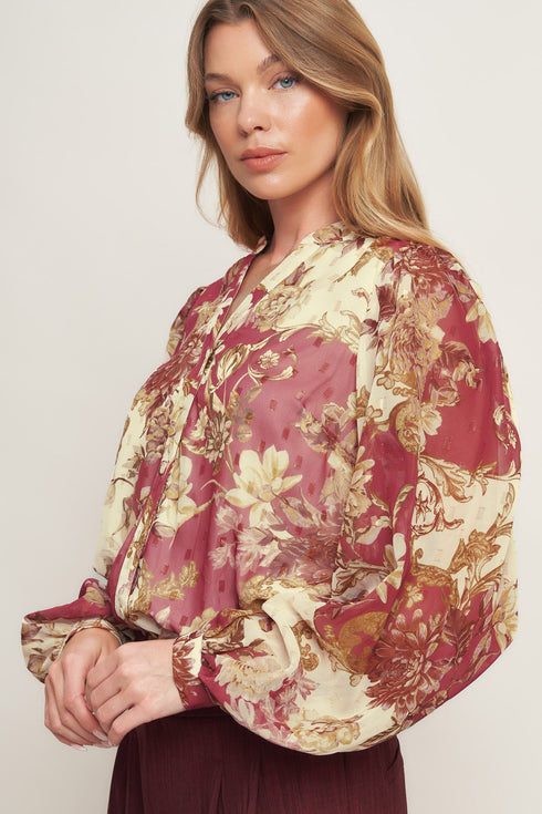 CHATEAU FLORAL WOVEN TOP