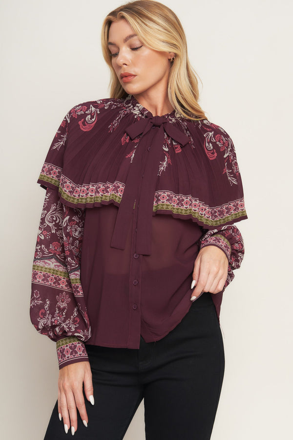 aztec-cherry-woven-top Flying Tomato - Sophia's StyleTOPS-1