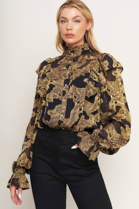 shadow-glint-woven-top Flying Tomato - Sophia's Style-2