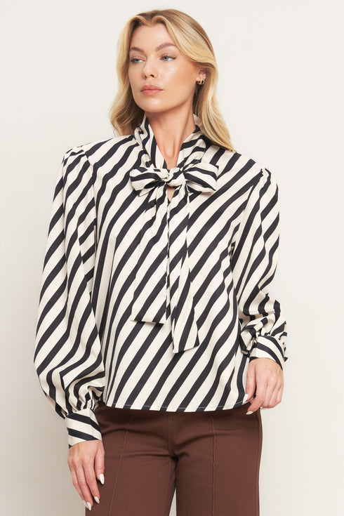 vogue-stripe-woven-top Flying Tomato - Sophia's StyleTOPS-1