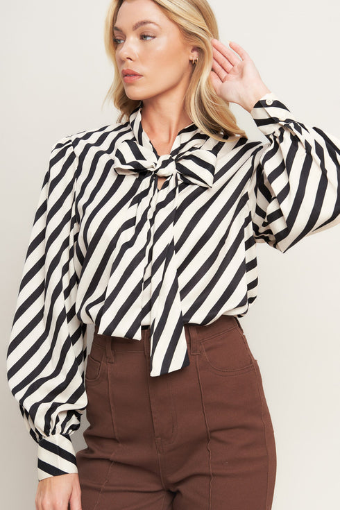 vogue-stripe-woven-top Flying Tomato - Sophia's Style-3