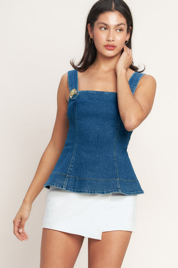 sweet-denim-peplum-top-flying-tomato-Sophia's StyleTOPS-1