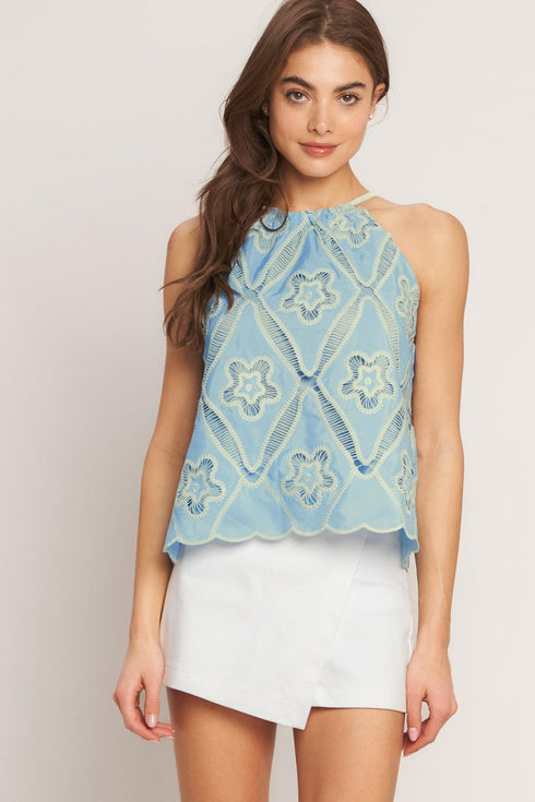 sky-lace-summer-halter-woven-top-flying-tomato-sophias-style-3