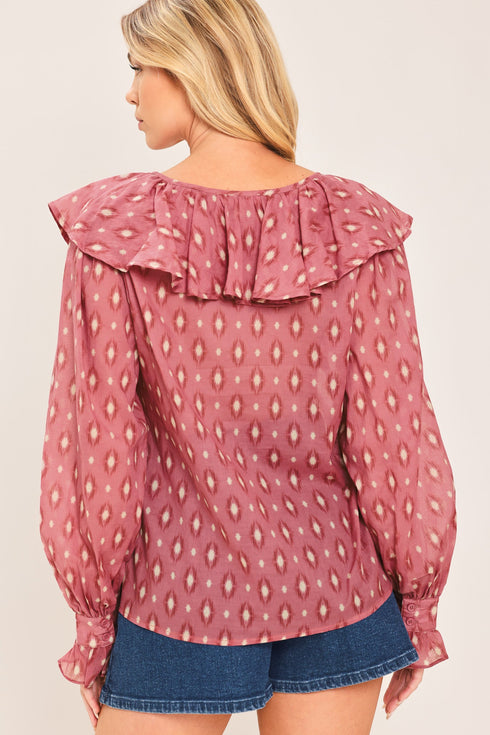 rose-ikat-ruffle-woven-top-sophias-style-6