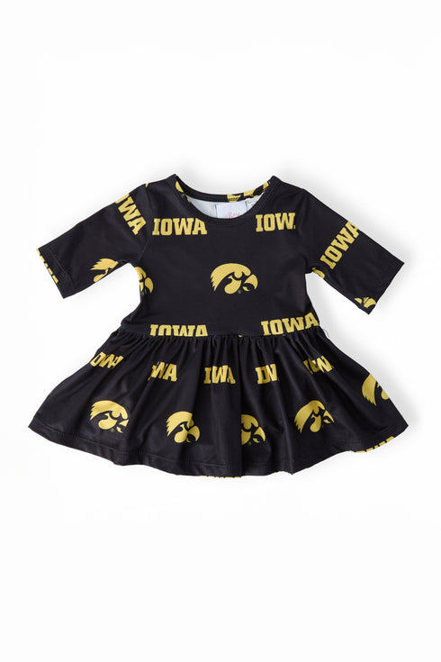 iowa-black-tigerhawk-3-4-sleeve-twirl-bodysuit-sophias-styleTwirl Bodysuit - 3/4 Sleeve-1