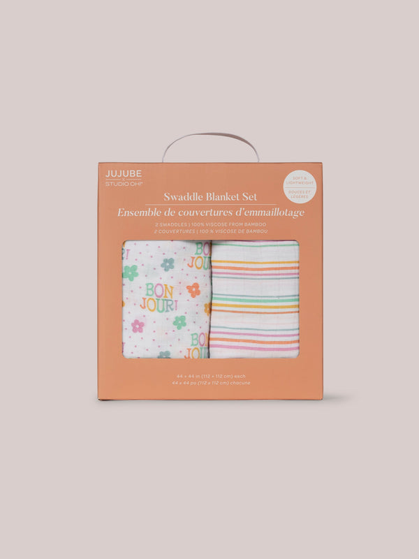 2-pack-square-swaddle-blanket-set-bonjour-bebe-JuJuBe at Sophia's StyleSwaddle Blanket Sets-1