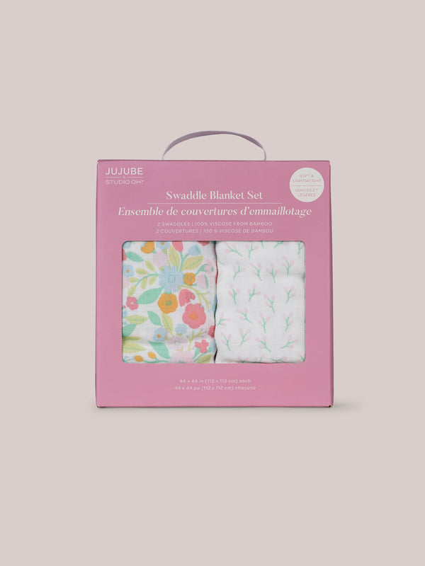 2-pack-square-swaddle-blanket-set-sweet-daisy-JuJuBe at Sophia's StyleSwaddle Blanket Sets-1