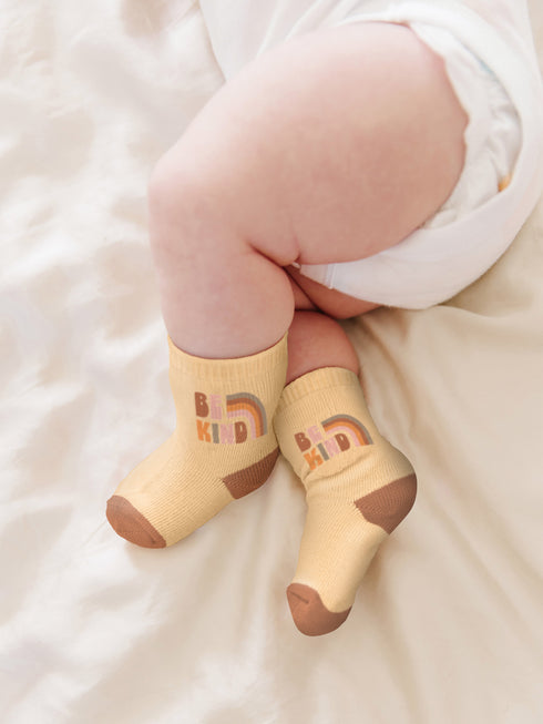 baby-socks-trio-be-kind-rainbows jujube bags at sophiasstyle.com