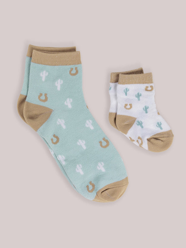 mama-me-matching-socks-set-howdy-partner-blue jujube bags at sophiasstyle.com Mama& Me Sock Sets