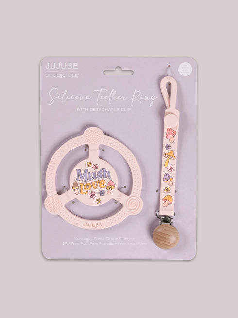 silicone-teether-ring-detachable-clip-mushy-love jujube bags at sophiasstyle.com Silicone Teether Ring