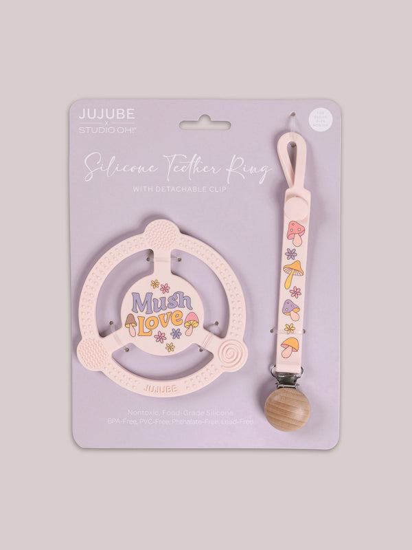 silicone-teether-ring-detachable-clip-mushy-love jujube bags at sophiasstyle.com Silicone Teether Ring
