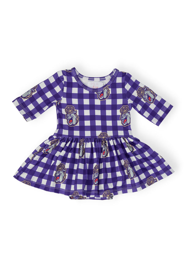 jmu-plaid-duke-dog-3-4-sleeve-twirl-bodysuit-Sophia's StyleTwirl Bodysuit - 3/4 Sleeve-1