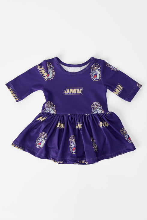 jmu-purple-duke-dog-3-4-sleeve-twirl-bodysuit-Sophia's StyleTwirl Bodysuit - 3/4 Sleeve-1