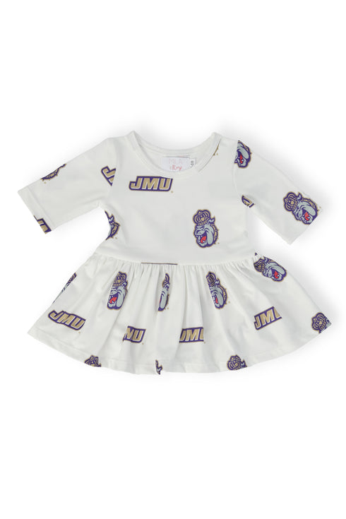 jmu-white-duke-dog-3-4-sleeve-twirl-bodysuit-Sophia's StyleTwirl Bodysuit - 3/4 Sleeve-1